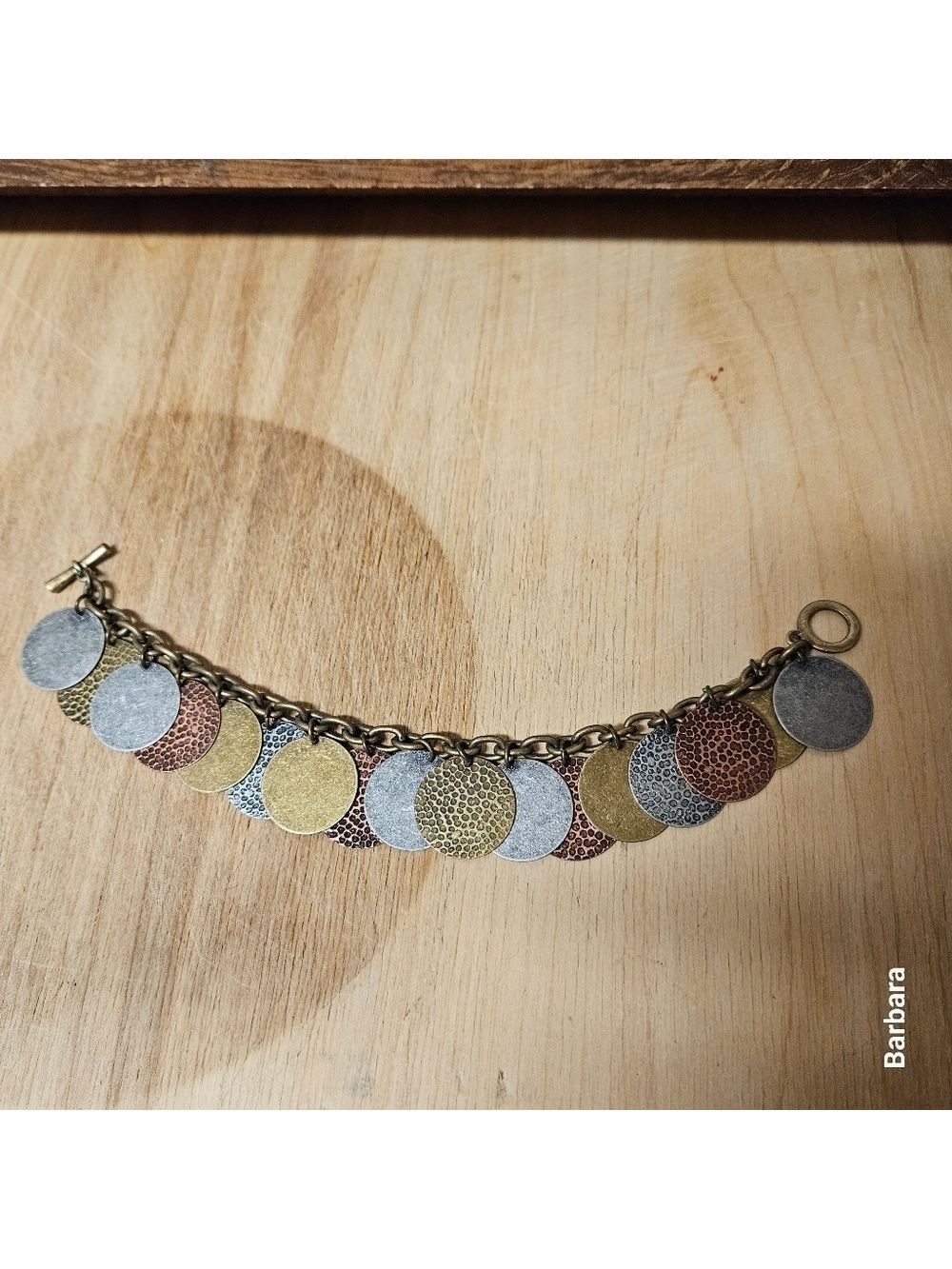 Mixed Metal Disc Bracelet - Picture 2 of 5